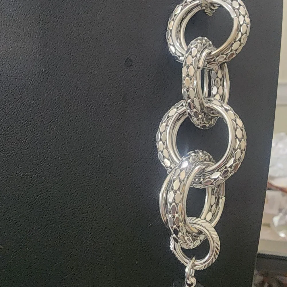 Elegant Silver Tone Chain Necklace and‎ Earring Set